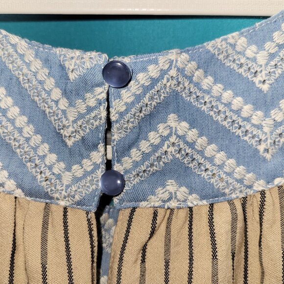 THML Womens XS Sleeveless Striped Dress With Embroidered Blue Chevron Neckline - Picture 10 of 10